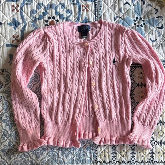 Ralph Lauren Light Pink Cable Knit Sweater Sz5 cotton - Picture 4 of 17